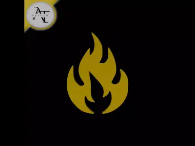 Simple Flame Symbol - 2D Art Free 3D print model 7