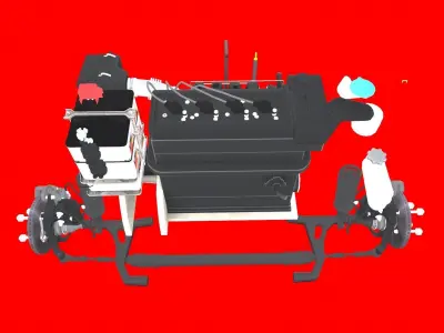 Car 4 Cylinder Engine Low-poly 3D model