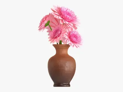 Gerbera in vase v2 3D model