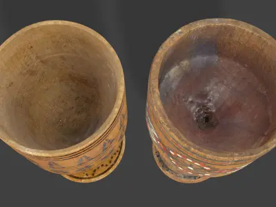 Vintage Wooden Goblets - 2 Models Low-poly 3D model