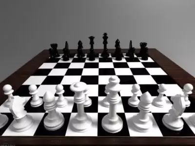 Chess Board and Chess Pieces 3D model