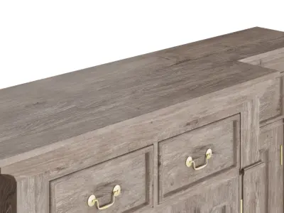 Large Wooden Console Cabinet 3D model