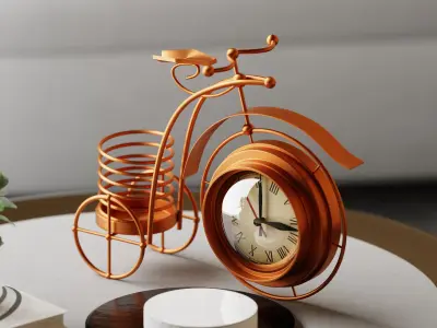 Vintage Metal Bicycle Bike Clock Home Decoration 3D Model Low-poly 3D model