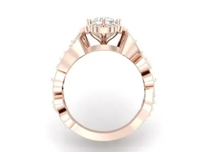 Round Diamond Solitaire Ring With Feminine Curved Design 3dm 3D print model