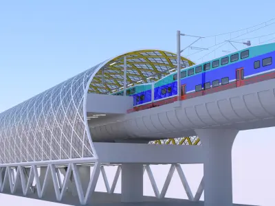 Elevated station with BiLevel train 3D model