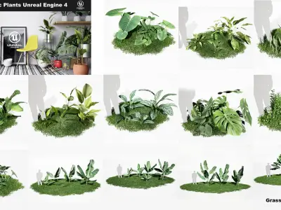 Realistic Plants Pack - Unreal Engine 4  Low-poly 3D model