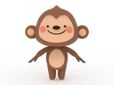 Cartoon Monkey Rigged Low-poly 3D model