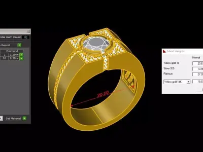 Mens Ring Jewelry Brand Gold 3D print model