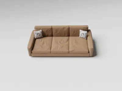 Sofa Couch With White Small Pillows - Sofa Model For Living Room 3D model