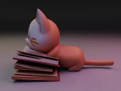 cat book decoration  3D print model