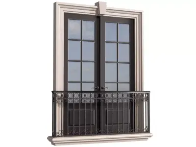 Classical facade window with a French balcony 3D model
