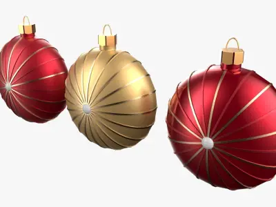 Christmas Tree Ornament Set7 - Red Yellow 3D model