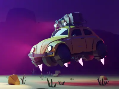 beetle car stylized  Free 3D model