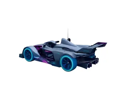 Futuristic Neon Race Prototype High Speed Concept Racing Vehicle 3D model