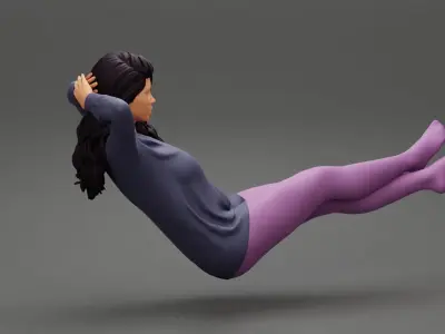 Sexy girl sitting on a chair with her legs on the table 3D print model