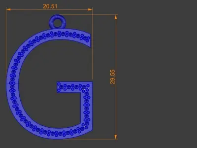Letter G Diamond Pendant Gold Silver Platinum Luxury Jewelry 3D print model