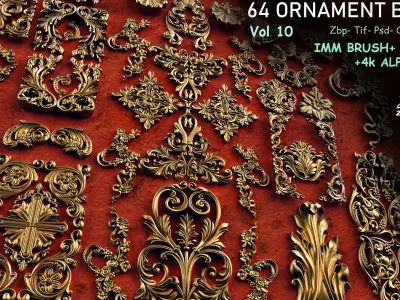 Fred ORNAMENT BRUSH Vol 10 -IMMBRUSH-3DMODELS-4kAlpha Low-poly 3D model