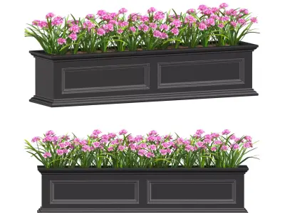 Window and Balcony Flower Box Pot 3D model 2