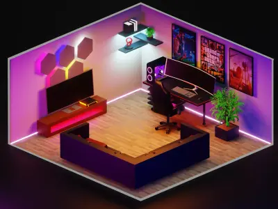 3d model of the gaming room Free 3D model