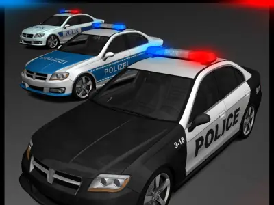 Generic Police Cars Low-poly 3D model