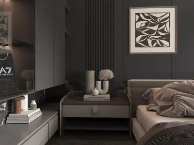Modern Bedroom Scene 48 3D model