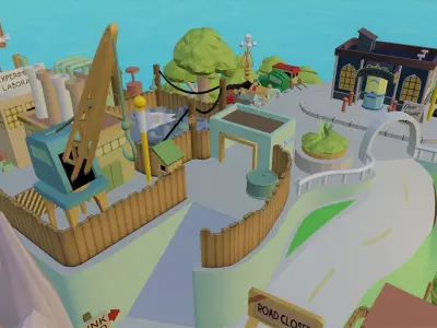 Low Poly Island in ocean Low-poly 3D model