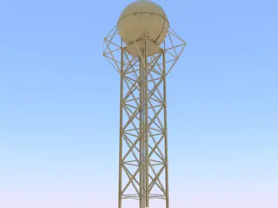 Water tower with graffiti 3D model