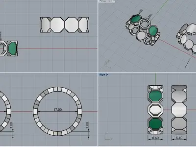 Wedding Bee Honeycomb ring 256 3D print model