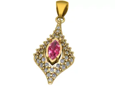 PINK SAPPHIRE AND DIAMOND PENDANT 3D PRINTABLE MODEL 3D print model