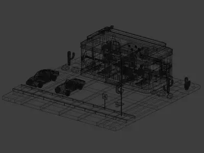 American diner - Full version Low-poly 3D model