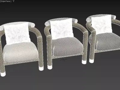 Porto Wood Frame Accent Chair 3D model