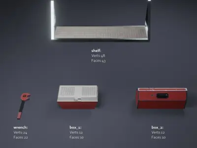 Garage pack Low-poly 3D model