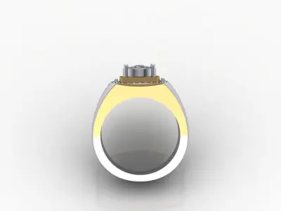 Diamond man ring white and yellow 3D print model 3D print model