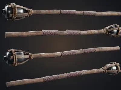 Standing Fire Torch Low-poly 3D model