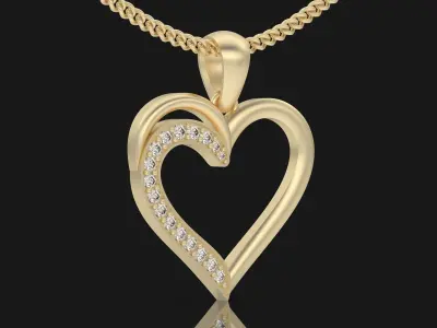 Heart pendant  gold printable jewelry 3D model 3D print model