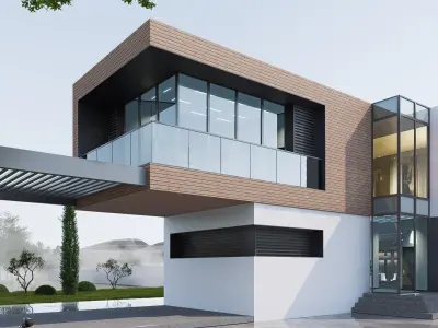 villa modern Low-poly 3D model