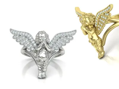 Praying Angel  Diamond Ring Own design 3dmodel 3D print model