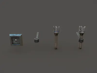 Stylized PBR Torch Small Pack Low-poly 3D model