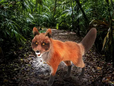 Fur Fox Rigged 01 Low-poly 3D model