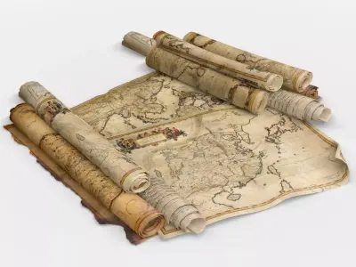 Old Asian Maps Low-poly 3D model