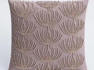 Pillows collection lavender pillow with beading 3D model