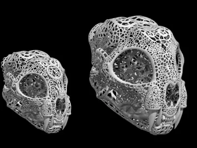 Filigree Anatomical Bobcat Skull - Pre-supported STL 3D print model