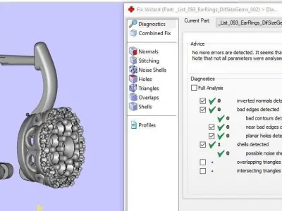 Earrings with 3 sizes gems  3D print model