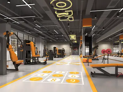 Gym fitness center interior  3D model