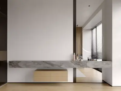 Modern living room dining room bedroom bathroom interior scenes  3D model