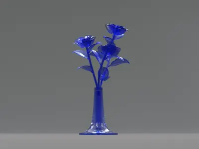 Glass Flower Showpiece Blue 3D model