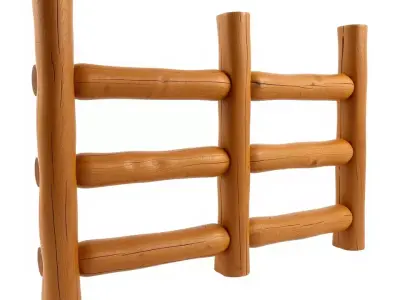 Rustic Wood Fence model pack Low-poly 3D model