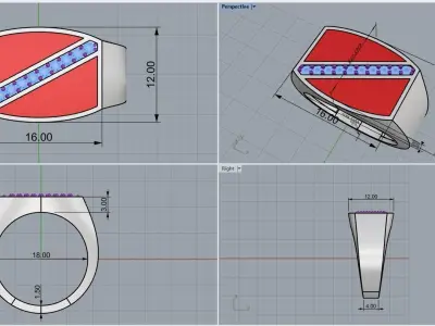 man  signet ring model 486 3D print model