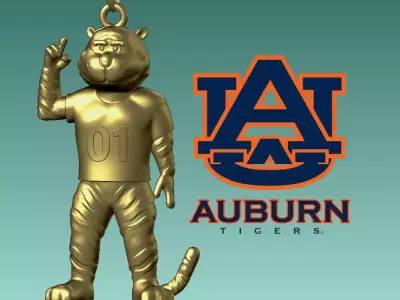 NCAA - Necklaces AUBURN TIGERS - Hanging Figurine - 3D print 3D print model