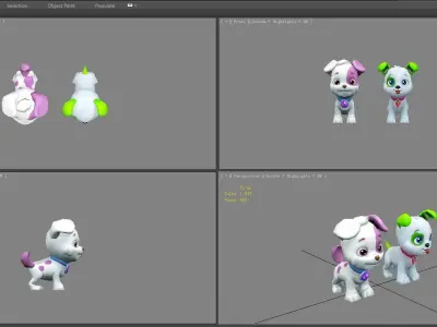 Cartoon puppy - white male dog - Pet dog Low-poly 3D model